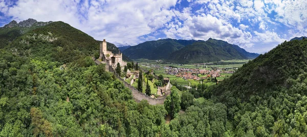 Medieval Castles Northern Italy Trentino Alto Adige Region Aerial Panoramic — Stock Photo, Image