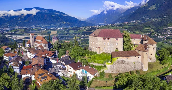 Tourism Northern Italy Traditional Picturesque Mountain Village Schenna Scena Merano — Stock Photo, Image