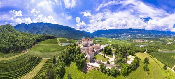 Medieval Beautiful Castles Northern Italy Splendid Thun Castel Amongst Apple — Stock Photo, Image