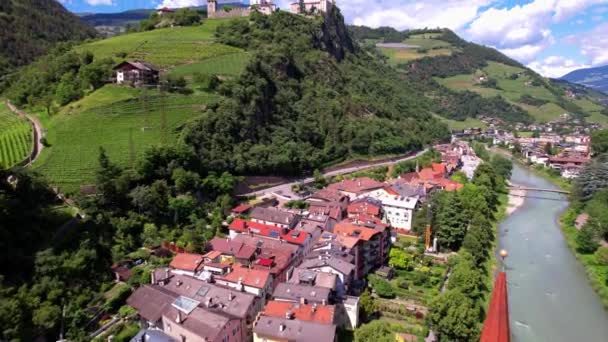 Splendidi Luoghi Panoramici Del Nord Italia Incantevole Borgo Chiusa Famoso — Video Stock