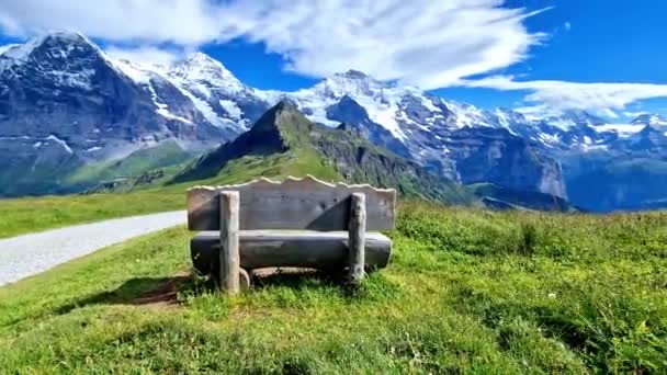 Ελβετικό Φυσικό Τοπίο Γραφικά Χιονισμένα Βουνά Των Άλπεων Και Άγρια — Αρχείο Βίντεο