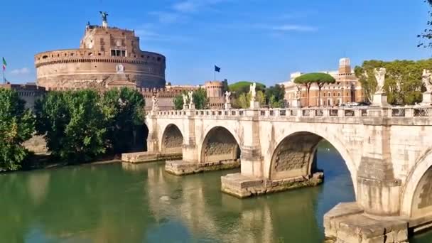 Roma Los Monumentos Más Grandes Ciudad Eterna Castillo San Ángel — Vídeos de Stock