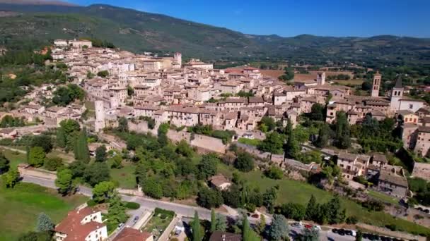 Belle Vue Aérienne Spello Médiéval Village Traditionnel Italien Ombrie Province — Video