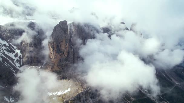 Adembenemend Panorama Van Prachtige Alpen Dolomieten Val Gardena Vliegtuig Drone — Stockvideo