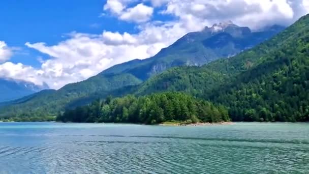 Kuzey Talya Nın Manzaralı Gölleri Dolomitler Alp Dağlarıyla Çevrili Sakin — Stok video