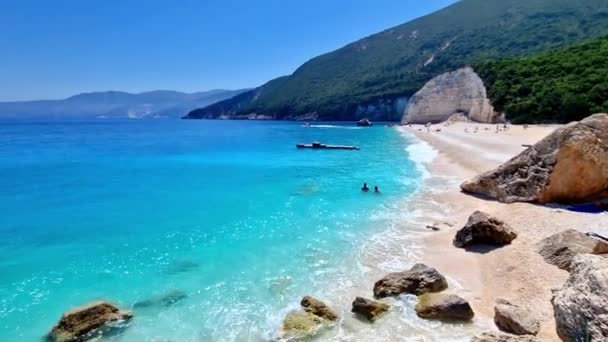 Grecia Migliori Spiagge Delle Isole Ioniche Cefalonia Cefalonia Scenica Spiaggia — Video Stock