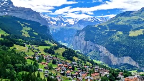 Schweizisk Natur Natursköna Snöiga Alpernas Berg Skönhet Naturen Schweiz Landskap — Stockvideo