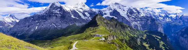 Paysage Naturel Suisse Montagnes Enneigées Pittoresques Des Alpes Beauté Dans — Photo