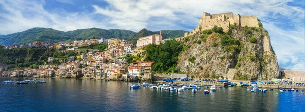 Olaszország Festői Helyei Gyönyörű Strandok Városok Calabria Középkori Scilla Város — Stock Fotó
