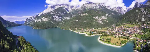 Most Scenic Mountain Lakes Northern Italy Beautiful Molveno Trento Trentino — Stock Photo, Image