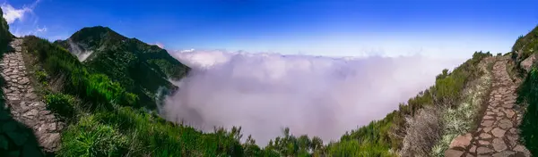Hiking Activity Madeira Island Rocky Mountains Trail Pico Ruivo Highest — Stock Photo, Image