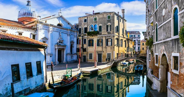 Romantikus Velencei Utcák Csatornák Velencei Hidak Olaszország Stock Kép