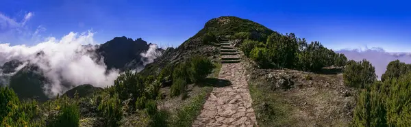 Attività Escursionistiche Nelle Montagne Rocciose Dell Isola Madeira Sentiero Pico Immagini Stock Royalty Free