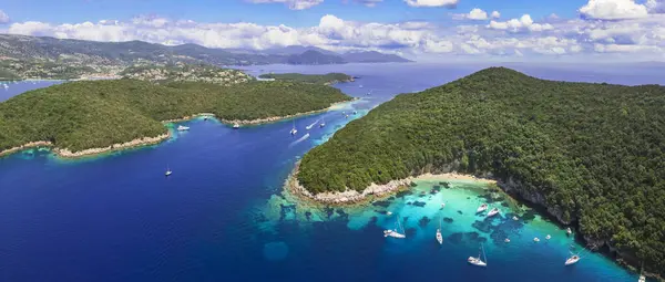 Sivota Impressionante Vídeo Drone Aéreo Mar Azul Turquesa Conhecido Como Fotos De Bancos De Imagens Sem Royalties
