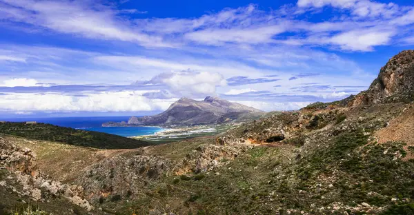 Greece Travel Scenic Landscape Crete Island Rocky Mountains Wild Beaches Stock Picture
