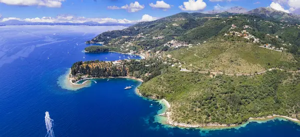 Yunanistan Iyon Adaları Korfu Nun Baş Döndürücü Doğal Plaj Manzarası - Stok İmaj