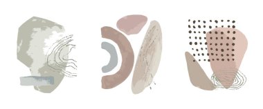 Beyaz zemin üzerinde geometrik elementler olan Nordik poster. Soyut boya izi. İskandinav tarzı. Soyut modern trend vektör illüstrasyonu