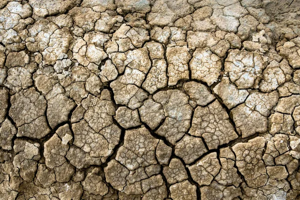 深い亀裂テクスチャの背景を持つ乾燥した土壌表面 乾燥して割れた土 気候変動 砂漠化だ クラックされた地球 グランジーのテクスチャドライクラッキングは地球を焦がしました 地球温暖化効果 — ストック写真