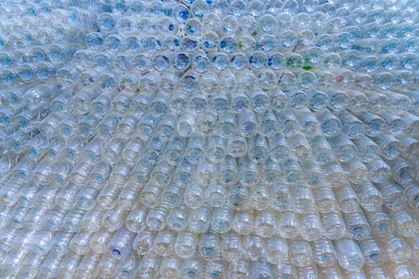Beautiful Wall Made Recycled Transparent Plastic Bottles — Foto de Stock