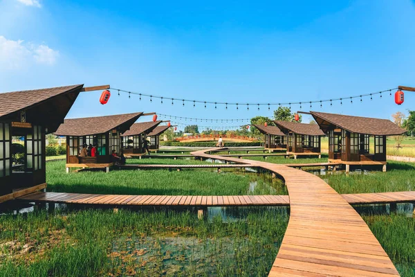 Kanchanaburi Thailand März 2023 Schöne Landschaft Japanischen Baustil Inmitten Grüner — Stockfoto
