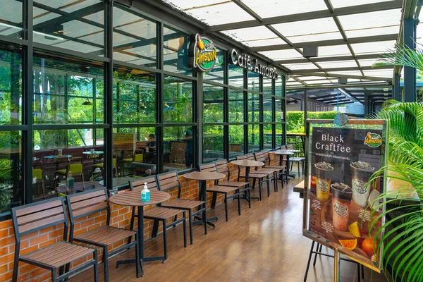 Kanchanaburi Tailandia Julio 2023 Hermosa Vista Exterior Cafetería Café Amazon — Foto de Stock