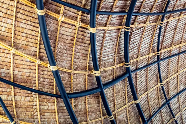 Beautiful Thatched Roof Surface Detail Mixed Materials Pattern Structure Weave — Stock Photo, Image