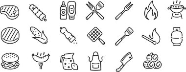 Buğday, çikolata, spatula, mikser, fırın gibi fırın malzemeleri ve fırın hakkında pikseller için mükemmel bir simge. İnce çizgi simgeleri, düz vektör çizimleri, beyaz üzerinde izole edilmiş, şeffaf arkaplan