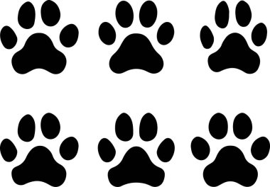Piksel mükemmel bir ikon. Pençe ve kedi ve köpeklerin ayak izleri hakkında. Beyaz veya şeffaf arkaplanda izole edilmiş, kahverengi vektör çizimleri