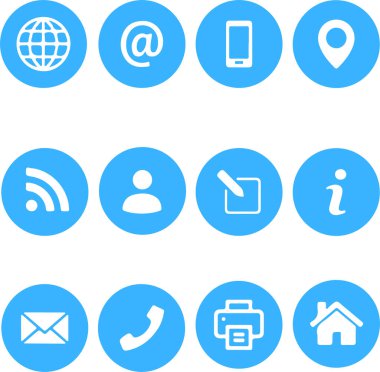 Web sitesi telefon uygulamasının yuvarlak daire mavi düğme simgesi. İnce çizgi simgeleri, düz vektör çizimleri, şeffaf arkaplanda izole edilmiş.