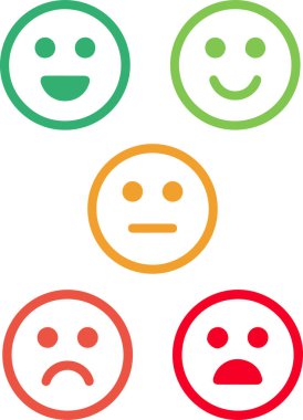 Müşteri geribildirimi için mükemmel yuvarlak pikselli gülen daire ikonu seti, memnuniyet. Mükemmel iyi, nötr hayal kırıklığı. Basit ince çizgi simgeleri, düz vektör çizimleri. Beyaz arkaplanda izole