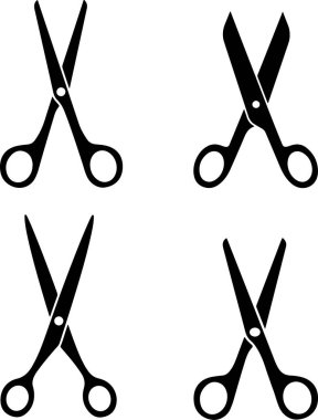 Keskin metal kesme aracı olarak siyah makas pikseli mükemmel simge seti. İnce çizgi simgeleri, düz vektör çizimleri. Beyaz, şeffaf arkaplanda izole