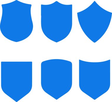 Simge mavi kalkan, siber, güvenlik, koruma, virüs önleme, güvenlik, metal üzerine kurulu. Mavi simgeler, düz vektör çizimleri, beyaz üzerine izole edilmiş, şeffaf arkaplan