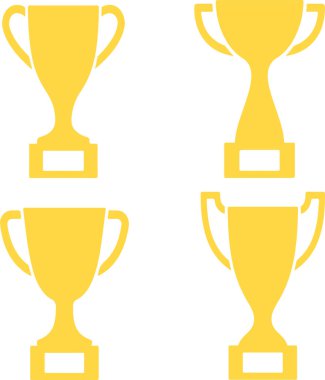 Kupa, kupa, altın, ödül, ödül, başarı, şampiyonluk, şampiyon, kazanmak üzerine kurulmuş bir ikon. Sarı çizgi simgeleri, düz vektör çizimleri, beyaz üzerinde izole edilmiş, şeffaf arkaplan