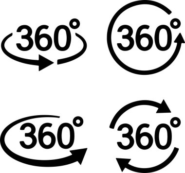 İkon döndürme seti 360 derece dönüyor. Dönüşümlü bir tur. Beyaz şeffaf arkaplanda izole edilmiş ince çizgi simgeleri düz vektör çizimleri