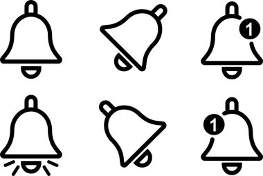 Piksel çan halkası bildiriminin mükemmel simgesi. İnce çizgi simgeleri, düz vektör çizimleri. Beyaz, şeffaf arkaplanda izole