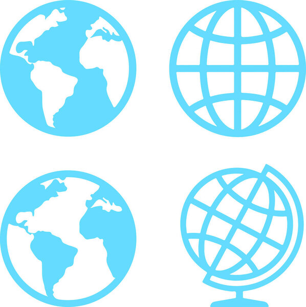 Набор икон на карте планеты Земля. Тонкая линия иконки плоские векторные иллюстрации изолированы на белом прозрачном фоне