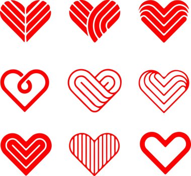 Piksel mükemmel bir kırmızı ocak ikonu seti. Sevgililer Günü konseptine bayılıyorum. Basit simgeler, düz vektör çizimleri. Beyaz, şeffaf arkaplanda izole