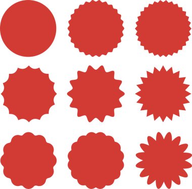 Boş boş satış promosyonu indirimli etiket etiketi etiket etiketi etiketi pankartı seti. Kırmızı vektör çizimi beyaz veya şeffaf arkaplanda izole edildi