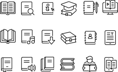 Kitap eğitimi edebiyatı okuma, bilgi öğrenme kütüphanesinin ince çizgi simgesi. Piksel mükemmel simgeler, düzenlenebilir vuruş.