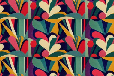 Kumaş, duvar kâğıdı ve dijital arkaplan olarak kullanılabilecek renkli, pürüzsüz tekrar eden desen. Yaratıcı çizim.