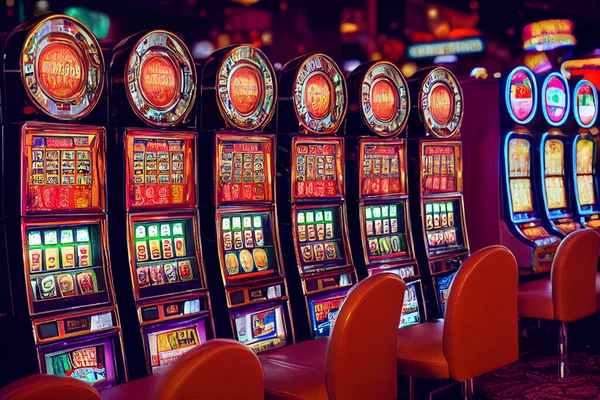 Illustration Von Pokermaschinen Einem Casino Einem Haus Des Glücksspiels — Stockfoto