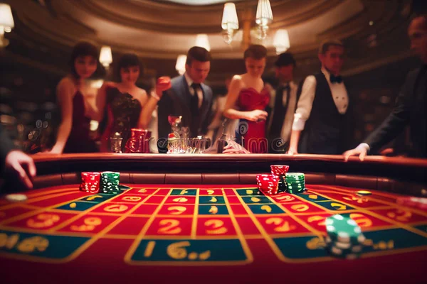 Illustration Une Table Baccarat Dans Casino Une Maison Jeu Images De Stock Libres De Droits
