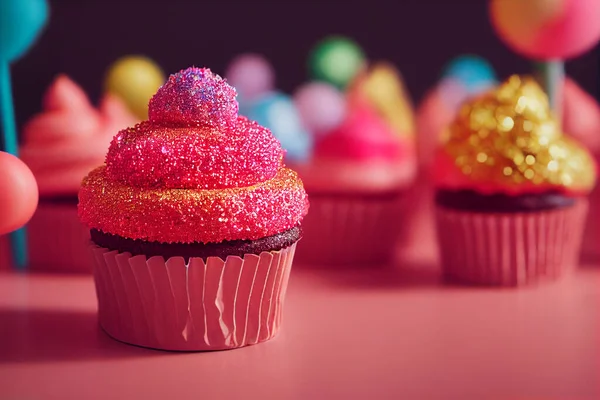 설탕고치기 파스텔 색깔의 음식으로 축하하기에 예이다 파티에 음식을 뿌리다 — 스톡 사진