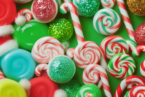 糖果图解 很好的糖果固定 生日庆祝与油腻的彩色奇幻食物 圣诞主题派对食物 — 图库照片