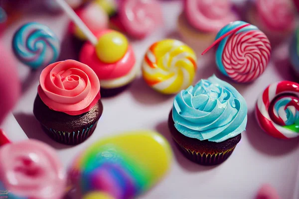 Ilustración Caramelos Excelente Para Una Solución Azúcar Celebraciones Cumpleaños Con — Foto de Stock