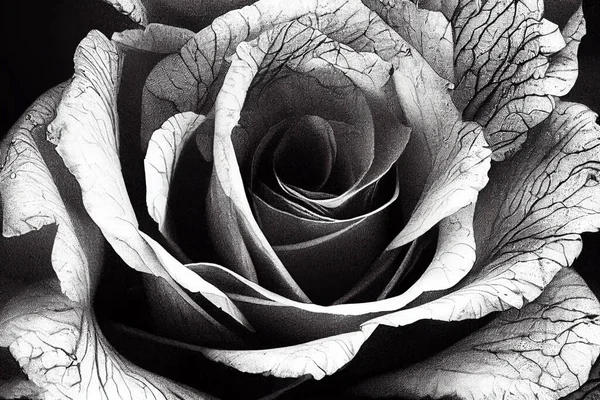 Ilustración Dibujo Línea Blanco Negro Con Líneas Nítidas Una Flor — Foto de Stock