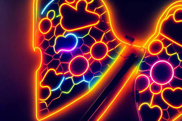 Neon Verlichting Illustratie Van Helder Gloeiende Geëlektrificeerde Glazen Buizen Lampen — Stockfoto
