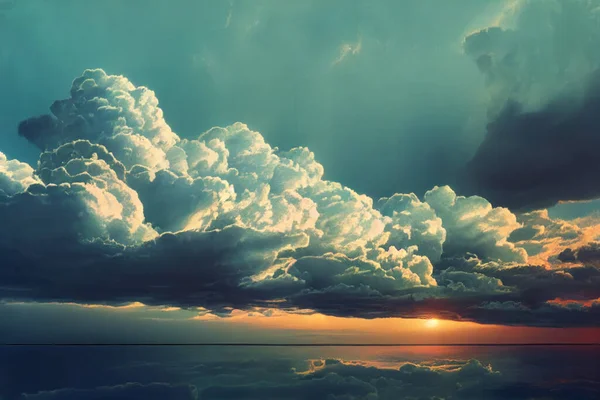 Δημιουργική Απεικόνιση Των Νεφών Στον Ουρανό Σύννεφα Ψηλά Στον Ουρανό — Φωτογραφία Αρχείου