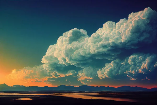 Ilustração Criativa Nuvens Céu Nuvens Belo Nascer Sol — Fotografia de Stock