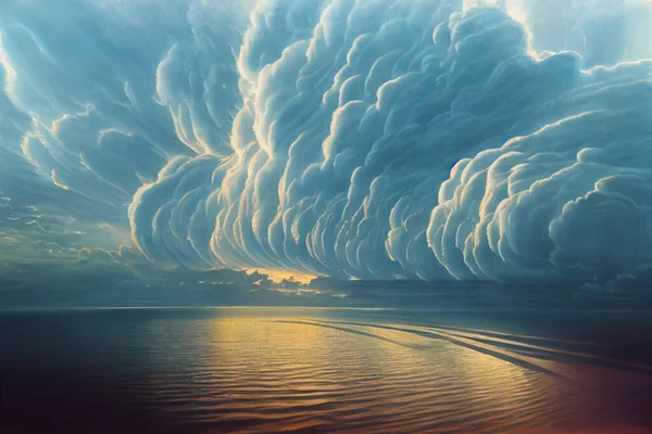 Creative Illustration Clouds Sky Hurricane Forming Sea — Stock Photo, Image